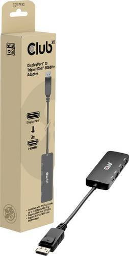 Club3D CSV-7330 Adapter von DisplayPort und Micro USB auf 3x HDMI in Schwarz - Bild 1