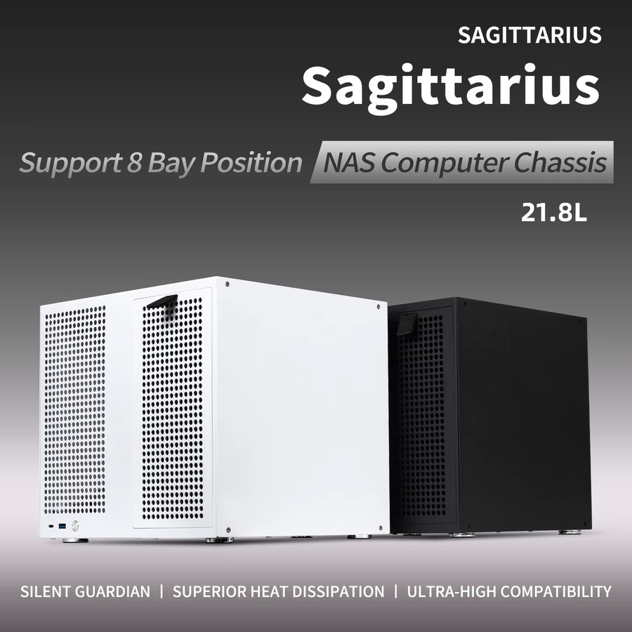Schütze 8-Bay NAS-Computergehäuse mit SATA/SAS-Backplane, Unterstützung für MATX-Motherboards und ATX-Netzteile, in Schwarz oder Weiß - Bild 3
