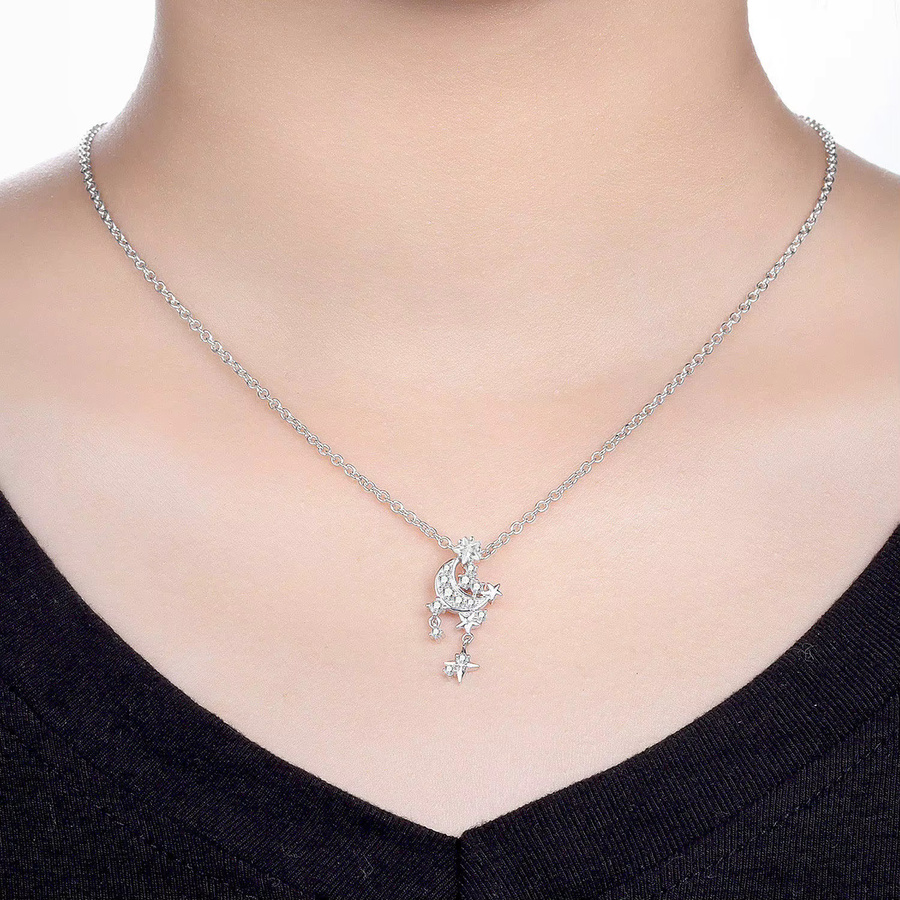 Orstarry Halskette, 925 Sterling Silber, Mond und Sterne, Damen - Bild 2