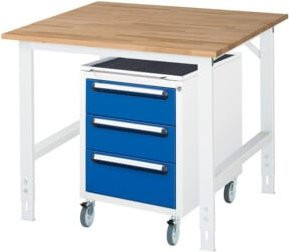 Rau Arbeitstisch Tom KM09 höhenverstellbar und rollbar, Grau-Braun, B/T/H: 100 x 100 x 76-108 cm - Bild 1