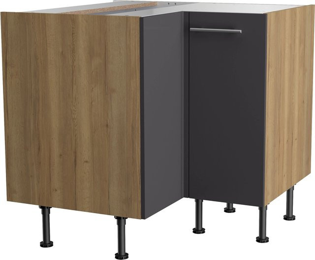 Optifit Küchen-Eck-Unterschrank Jonte in Anthrazit und Wildeiche, B/T/H: 90 x 57 x 58,4 cm - Bild 1