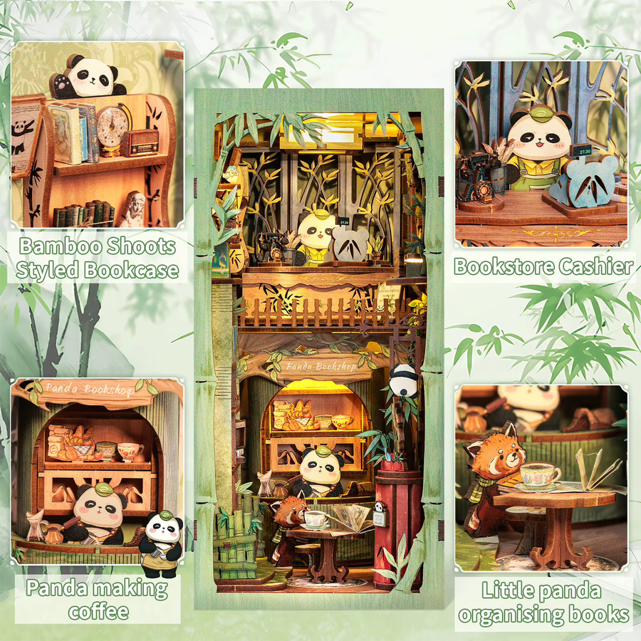CUTEBEE DIY Book Nook Miniatur-Puppenhaus, 3D-Puzzle, mit Licht - Bild 4