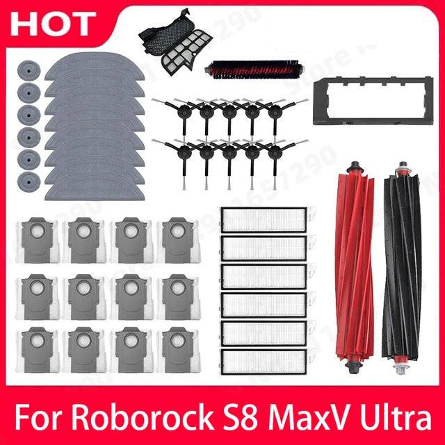 Roborock S8 MaxV Ultra Zubehör-Set mit Haupt- und Seitenbürsten, HEPA-Filtern, Wischmopps und Staubbeuteln in Multicolor - Bild 1