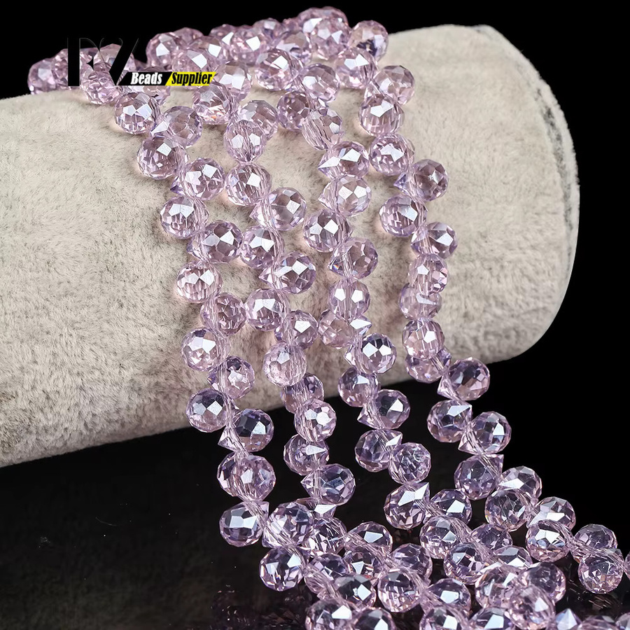 Kristall Perlen Waterdrop, Rosa Lila, 6mm, Armband Zubehör - Bild 4