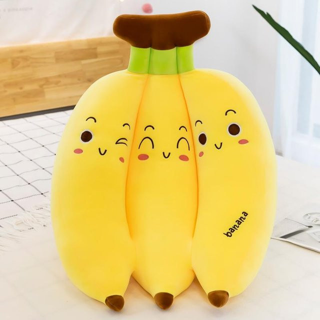 Gelbes Bananen-Plüschtier als großes Sofakissen und Bodenkissen, Breite: 50 cm - Bild 1