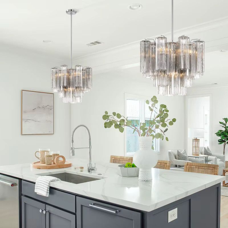 Addis Großer Kronleuchter aus rundem Murano-Glas in Gold für Wohnzimmer, Esszimmer und Schlafzimmer - Bild 3