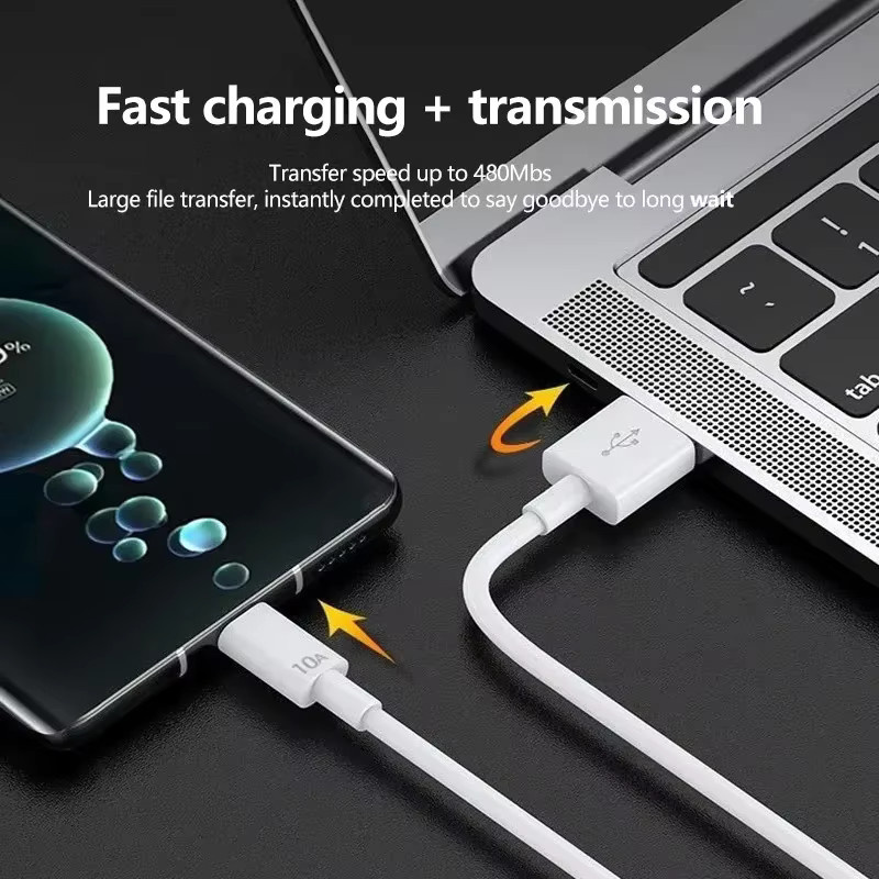 Xiaomi USB auf Typ-C Ladekabel für Android, 120W 10A Hochgeschwindigkeits-Datenübertragung, Weiß - Bild 3