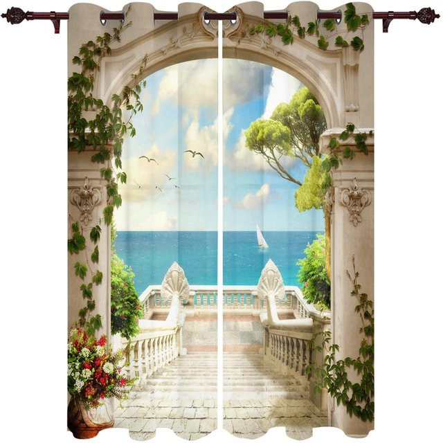 A Family Of Home Textiles Outdoor-Vorhang für Garten und Balkon, halbtransparent, Natur, Mehrfarbig, Breite: 140 cm, Höhe: 160 cm - Bild 1