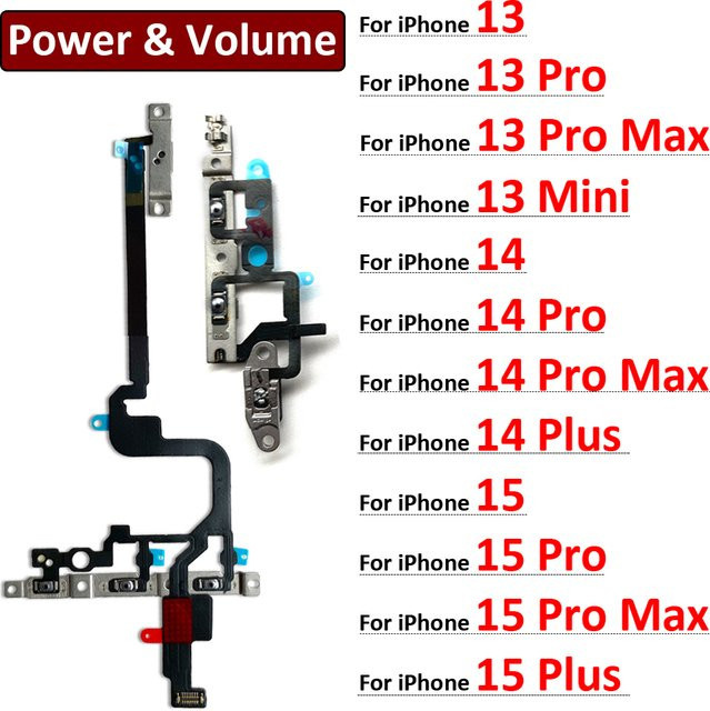 JIARUILA Power On Off Flex Kabel und Lautstärketaste für iPhone 13 14 15 Pro Max Plus Mini in Schwarz - Bild 1