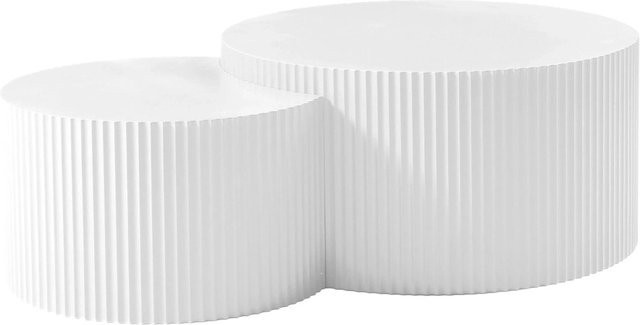 okwish Nesting Couchtisch Set aus MDF in Weiß, runde Wohnzimmertische für Wohnzimmer und Schlafzimmer, B/T/H: 80 x 80 x 40 cm - Bild 1