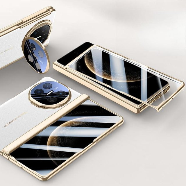 Huawei Mate X6 Handyhülle mit integriertem galvanisiertem Klappfedergelenk und Sturzschutz in Gold - Bild 1