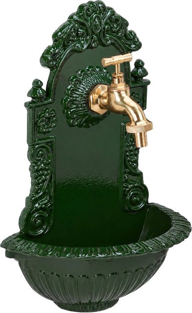Relaxdays Wandbrunnen aus Aluminiumguss in Grün Antik, pulverbeschichtet, B/T/H: 40 x 24,5 x 13 cm - Bild 1