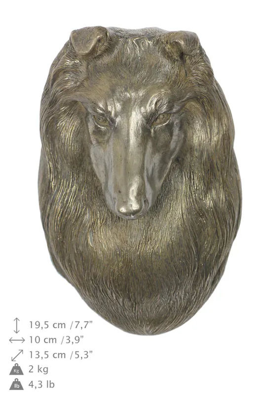 Art-Dog Sheltie Hundestatue als Hängebüste in Braun aus Kunstharz und Metall - Bild 3