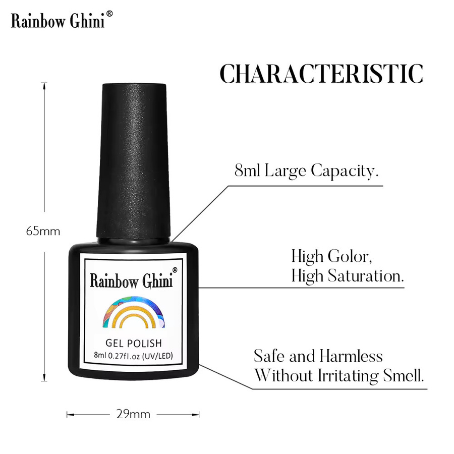 Rainbow Ghini Nagellack Set, 6 Teile, Dunkelbraun, Schimmernd, 8 ml - Bild 2
