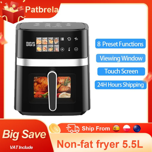 Patbrela Heißluftfritteuse 5,5L in Schwarz mit 1350W und Timer-Steuerung - Bild 1