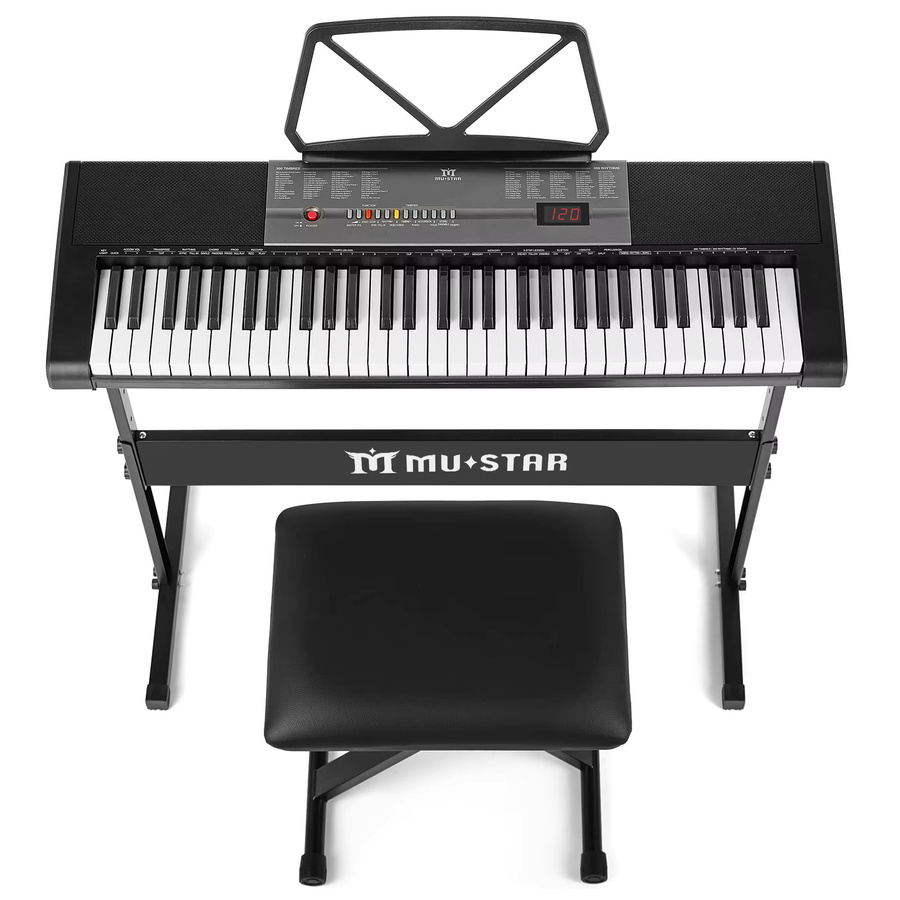 MUSTAR Digitales Klavier Keyboard mit 61 Tasten und Leuchttasten in Schwarz für Anfänger mit intelligenter Lernfunktion - Bild 7