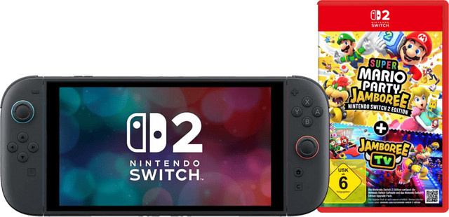 Nintendo Switch 2 Handheld Konsole in Schwarz inklusive Super Mario Party Jamboree - Bild 1