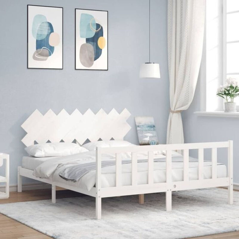 Massivholzbett vidaxl aus Kiefernholz in Weiß im Landhausstil B/T/H: 160 x 200 x 80,5 cm - Bild 1