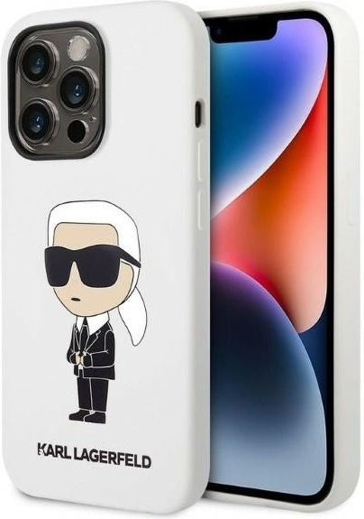 Karl Lagerfeld Silikon Hülle für Apple iPhone 14 Pro Ikonik NFT in Weiß - Bild 1