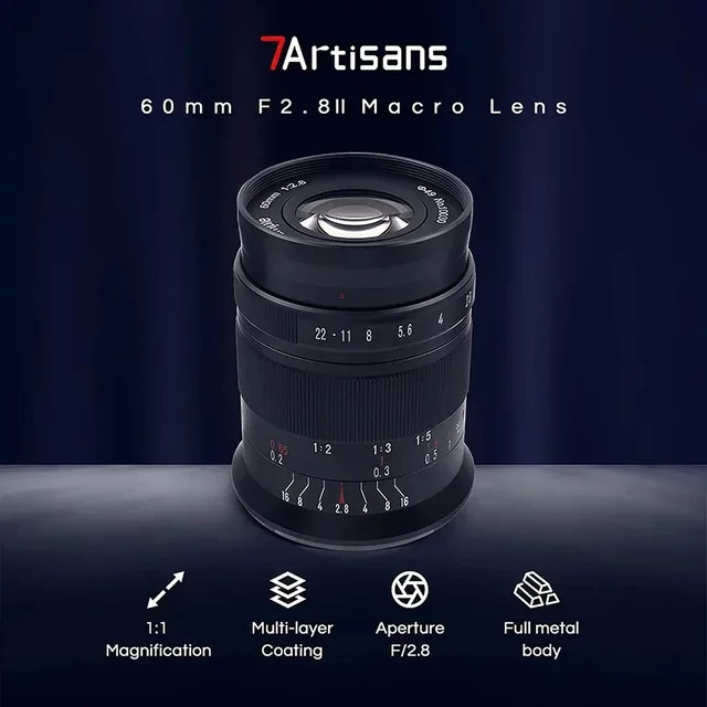 7artisans 60 mm F2.8 II Makroobjektiv für APS-C Rahmen, Schwarz, Sony E Mount - Bild 1