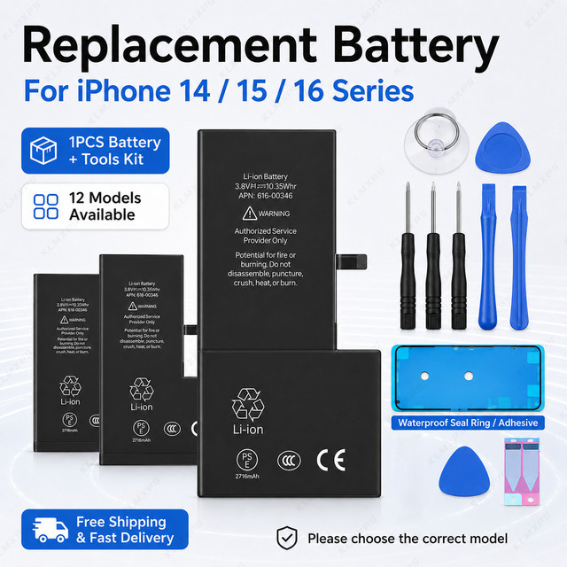 Apple Ersatzakku Li-Ion Pack in Schwarz für iPhone 14, 14 Plus, 14 Pro Max, 15 Plus, 15 Pro, 15 Pro Max, 16, 16 Plus und 16 Pro Max - Bild 1