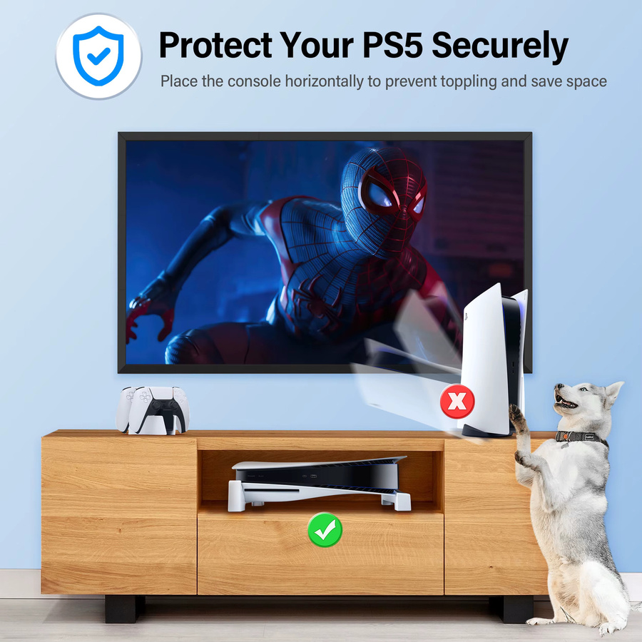 DEVASO Desktop-Halterung für PlayStation 5 in Weiß, horizontaler Kühlsockelständer für PS5 Disc- und Digital Edition - Bild 3