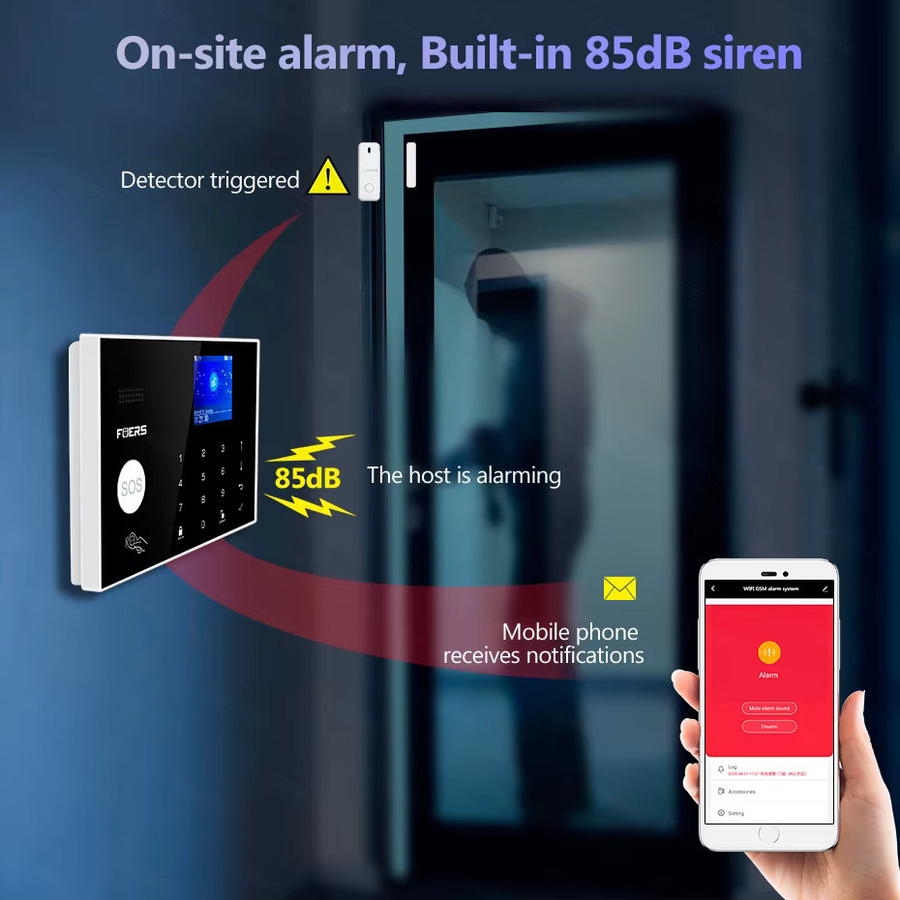 FUERS G34 Tuya Smart Alarm System mit WIFI und 4G Steuerung inklusive Sirene, Bewegungsmelder und Rauchsensor - Bild 2