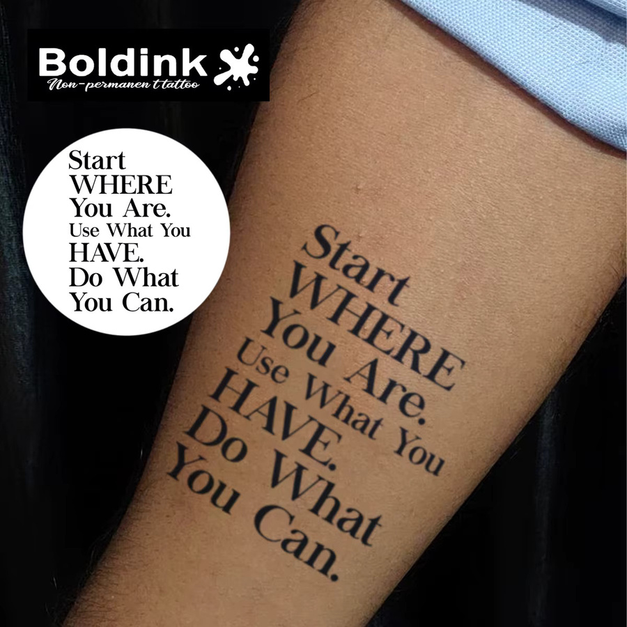 Boldink Tattoo-Aufkleber Life Motto Design, Schwarz-Weiß, Unisex - Bild 2