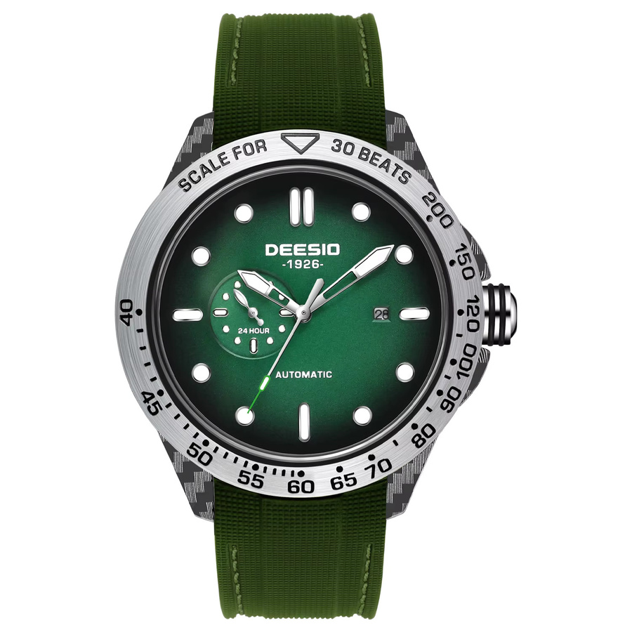 Deesio Armbanduhr Automatik, Karbonfaser, Edelstahl, Grün, Herren - Bild 7