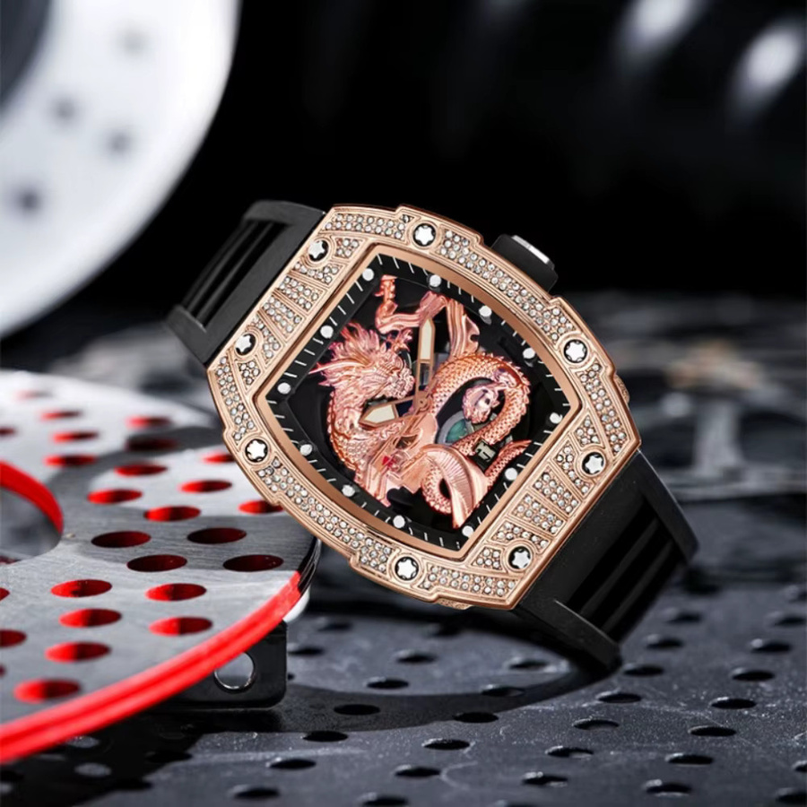 STARPERISH Armbanduhr Tonneau, Quarz, Edelstahl, Schwarz, Herren - Bild 2