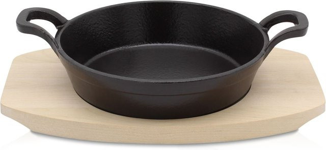 Karl Krüger Eisenguss Servierpfanne Toledo Schwarz mit Holzteller, Durchmesser: 18 cm - Bild 1