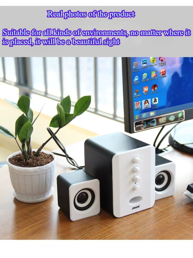 Ninth World 2.0 Stereo PC Lautsprecher mit 3D Sound und Bass, USB-Anschluss, Schwarz oder Weiß - Bild 4