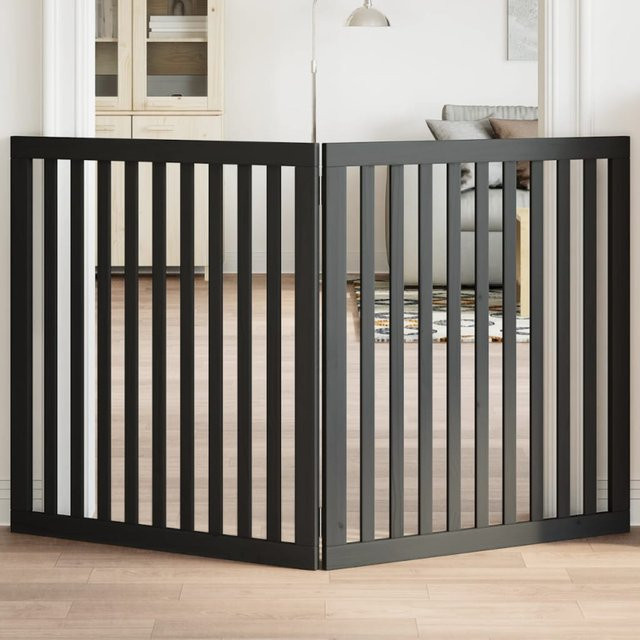 vidaXL Hundetor faltbar aus Pappelholz, 2-teilig, Schwarz, Breite: 160 cm - Bild 3