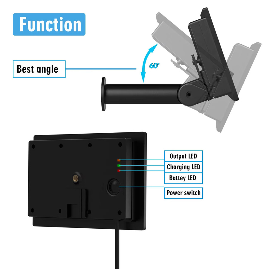 EYIZCO 4W Solarpanel in Schwarz mit Micro-USB und USB-C für IP-Kameras und 4G-Router - Bild 5