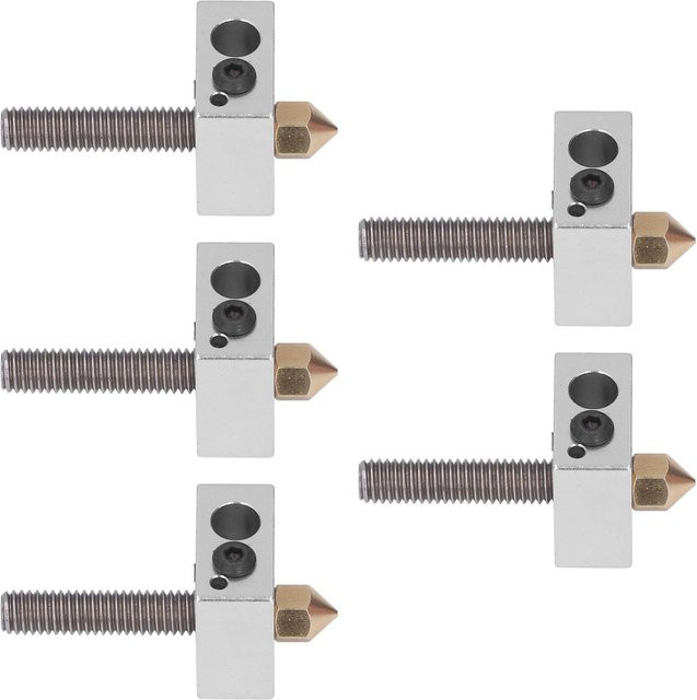 5er Set Anet Hotend Ersatzteil Kit mit Messing Düsen, Throat Rohr und Heizblock für FDM 3D Drucker in Weiß - Bild 1