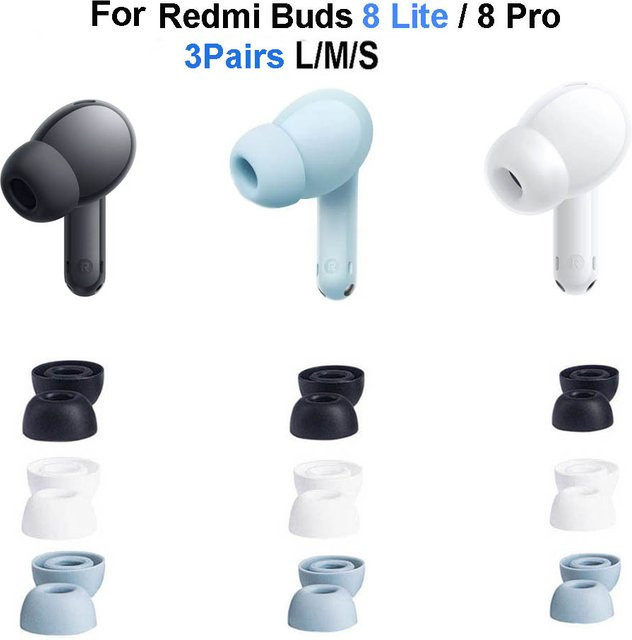 3 Paar Silikon-Ohrstöpsel in Blau für Xiaomi Redmi Buds 8 Lite und 8Pro In-Ear Ohrpolster - Bild 1