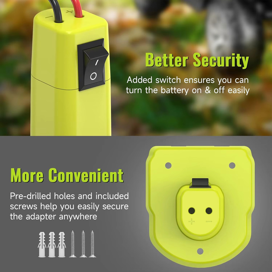 Ryobi Power Wheel Adapter, Batterie-Umrüstsatz mit Sicherungen und Anschlüssen - Bild 2