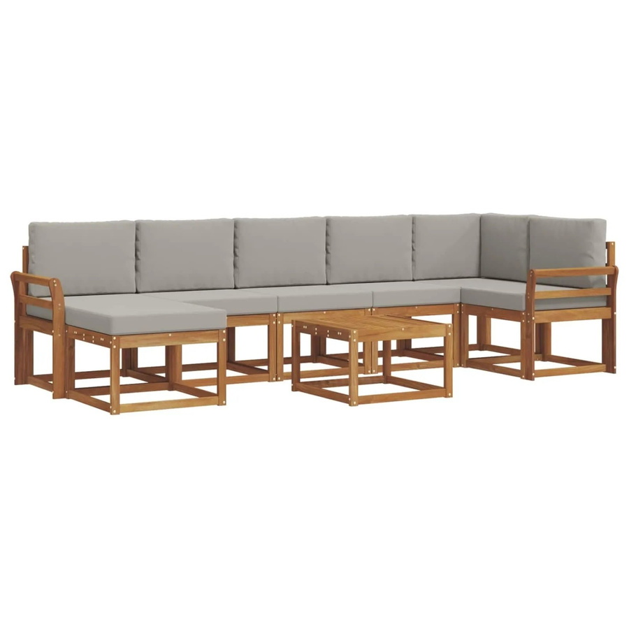 vidaXL Outdoor-Sofagarnitur 8-teilig aus Akazienholz mit Kissen in Grau und Natur - Bild 2