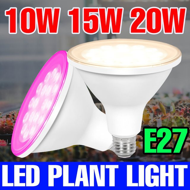 CanLing 20W E27 LED Grow Light Vollspektrum Pflanzenlampe für Indoor Blumen und Gemüse in Weiß - Bild 1