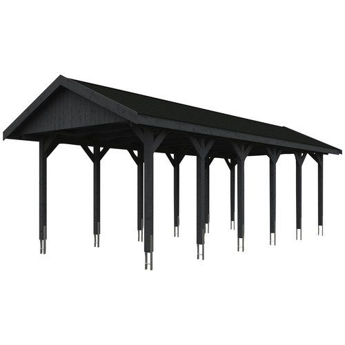 Skan Holz Carport Wallgau Satteldach in Schiefergrau mit Bitumendachschindeln B: 380 cm, T: 900 cm, H: 313 cm - Bild 3