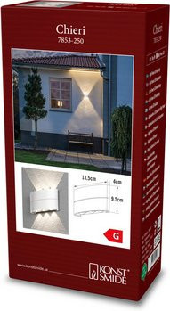 Konstsmide Außenleuchte Chieri in Weiss mit LED-Leuchtmittel, Wandlampe für den Garten, B/H/T: 18,5 x 9,5 x 4 cm - Bild 1
