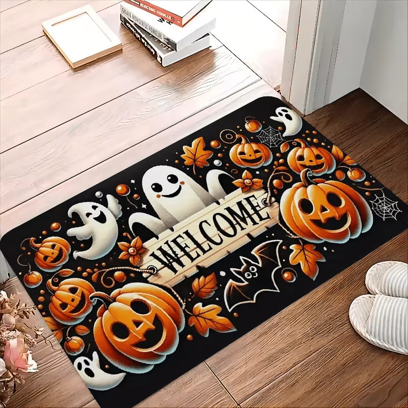 VIKAMA Halloween Teppich mit Geister- und Kürbis-Motiv, wetterfeste Fußmatte für Wohnzimmer oder Outdoor, Mehrfarbig, B/T: 60 x 40 cm - Bild 4