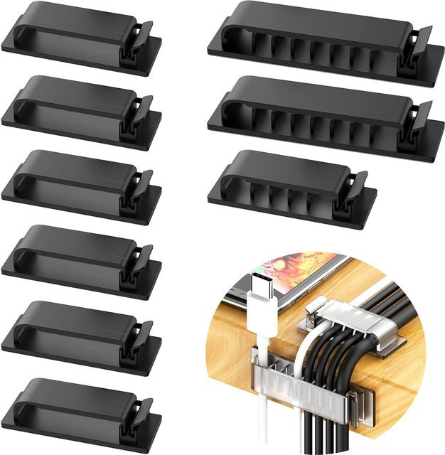 Cohai Kabel-Organizer mit selbstklebenden Kabelklemmen für USB-C Kabel in Schwarz und Weiß - Bild 1