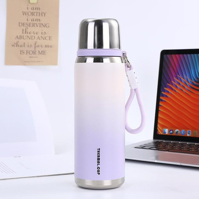 Yiran Furniture Isolierbecher aus Edelstahl mit Tee-Sieb für Outdoor und Reise, 800ml, Lila/Mehrfarbig - Bild 1