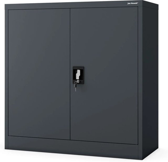 Jan Nowak Metallschrank BEATA Anthrazit mit verstellbaren Regalböden und Schloss H 93 x B 90 x T 40 cm - Bild 1