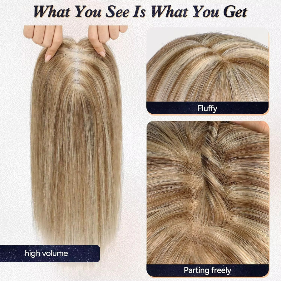 HAIRCUBE Echthaar-Topper, 14 Zoll, braun-blonde Highlights, Damen - Bild 2