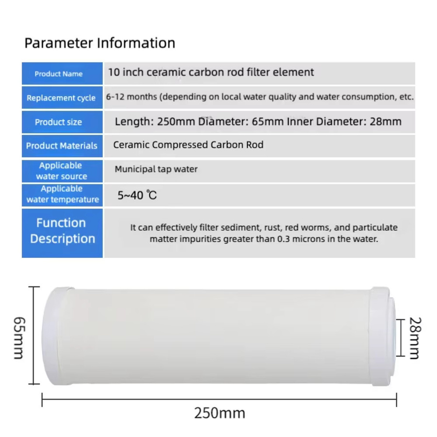 Waternoble Universal-Keramik-Aktivkohlefilterelement in Weiß, waschbarer und wiederverwendbarer Wasserreiniger mit 25,4 cm Durchmesser - Bild 2