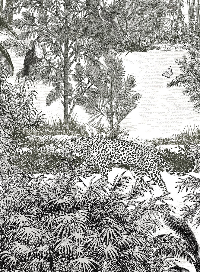 Isidore Leroy Wandbild Amazon Panther in Grau mit Naturmotiv aus Vlies - Bild 2