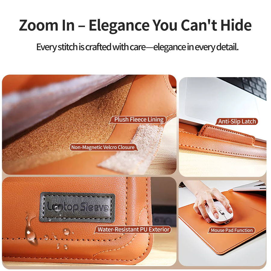 6-in-1 Laptop Tasche mit integriertem Ständer und Handyhalter für Honor MagicBook und MacBook 14/16 Zoll in Orange - Bild 4