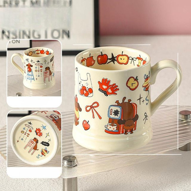 Retro Keramiktasse in Weiß, mikrowellengeeignet, 370 ml - Bild 1